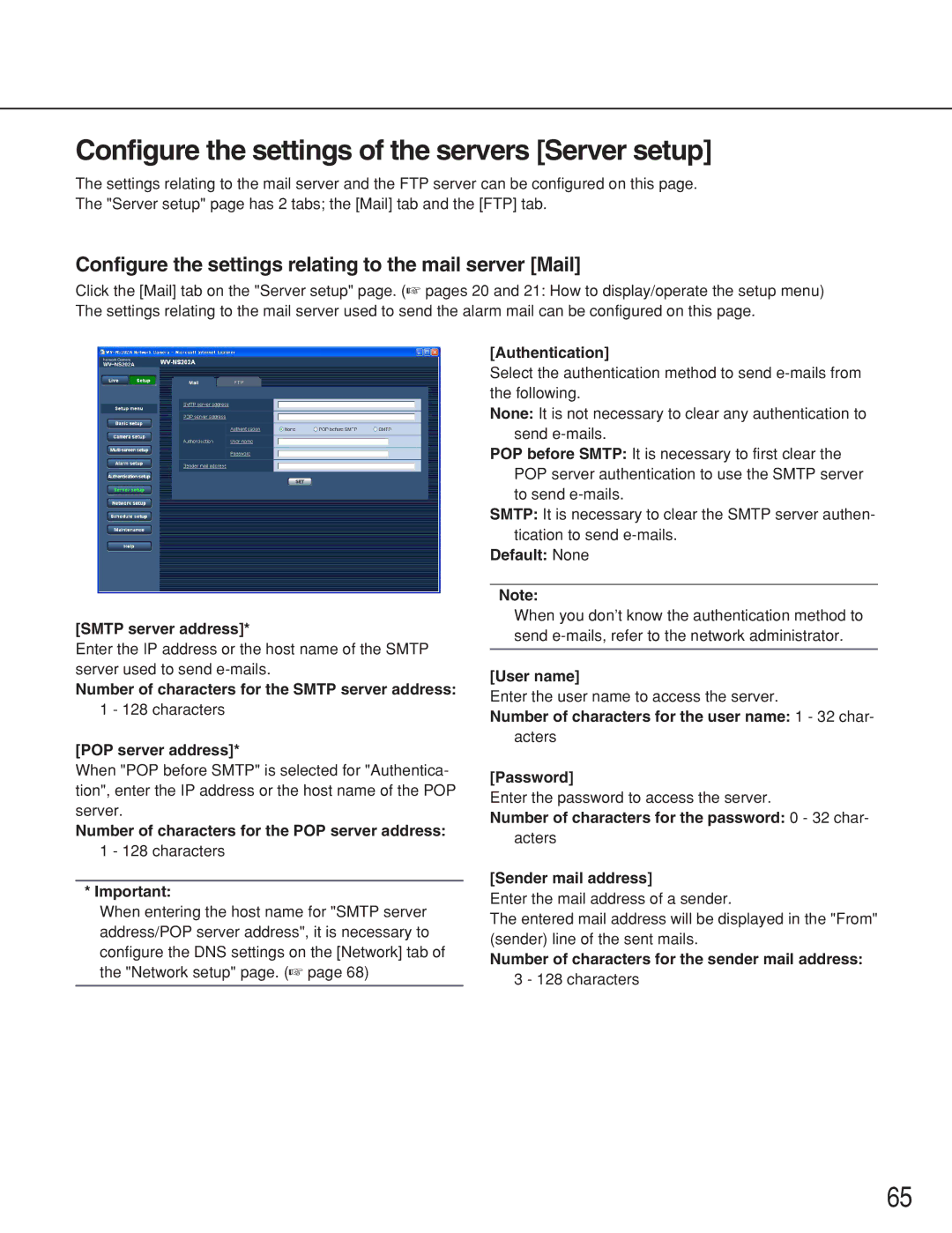 Panasonic WV-NS202A operating instructions Configure the settings of the servers Server setup 