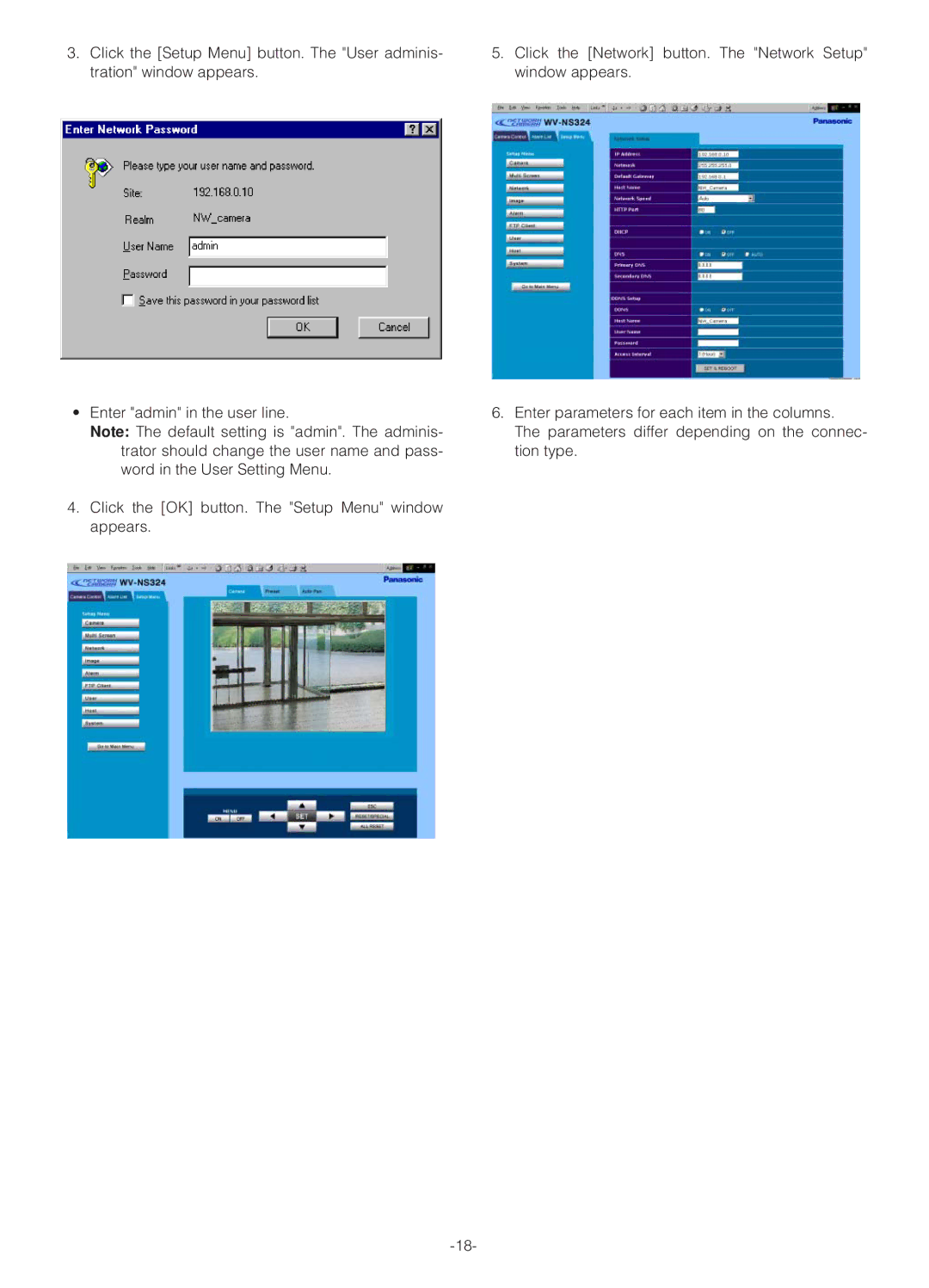 Panasonic WV-NS324 operating instructions 