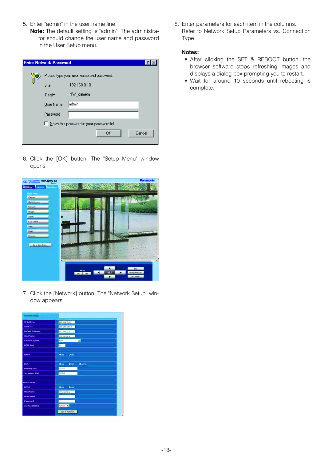 Panasonic WV-NW470S, WV-NW474SE operating instructions 