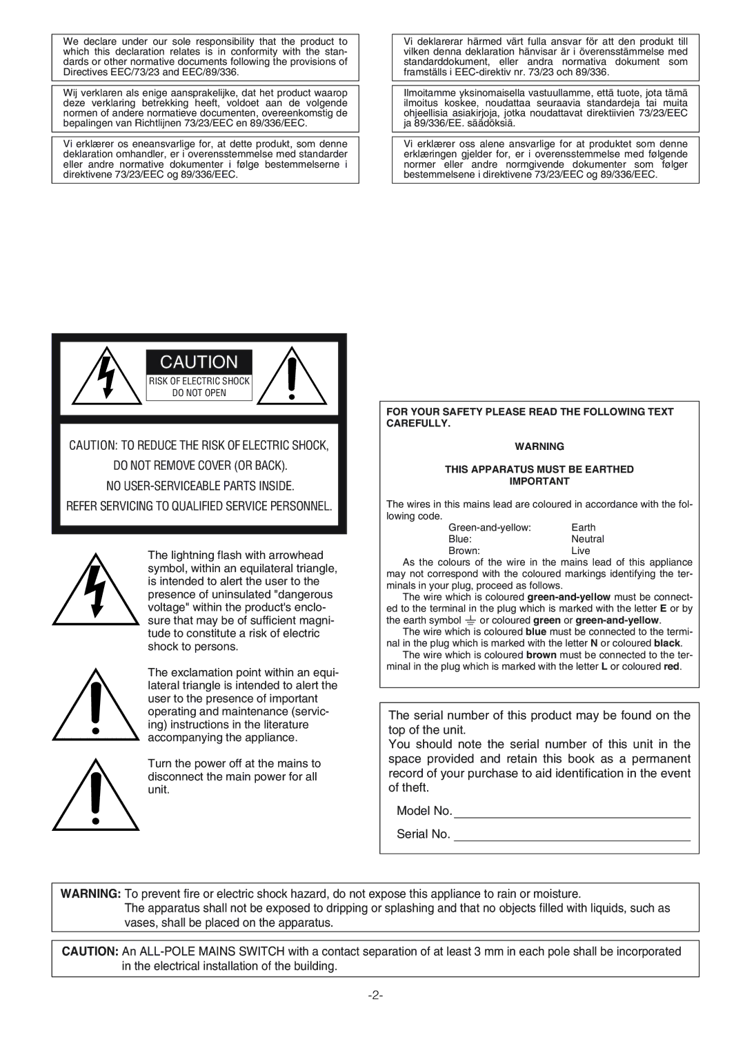 Panasonic WV-NW470S, WV-NW474SE operating instructions Risk of Electric Shock Do not Open 