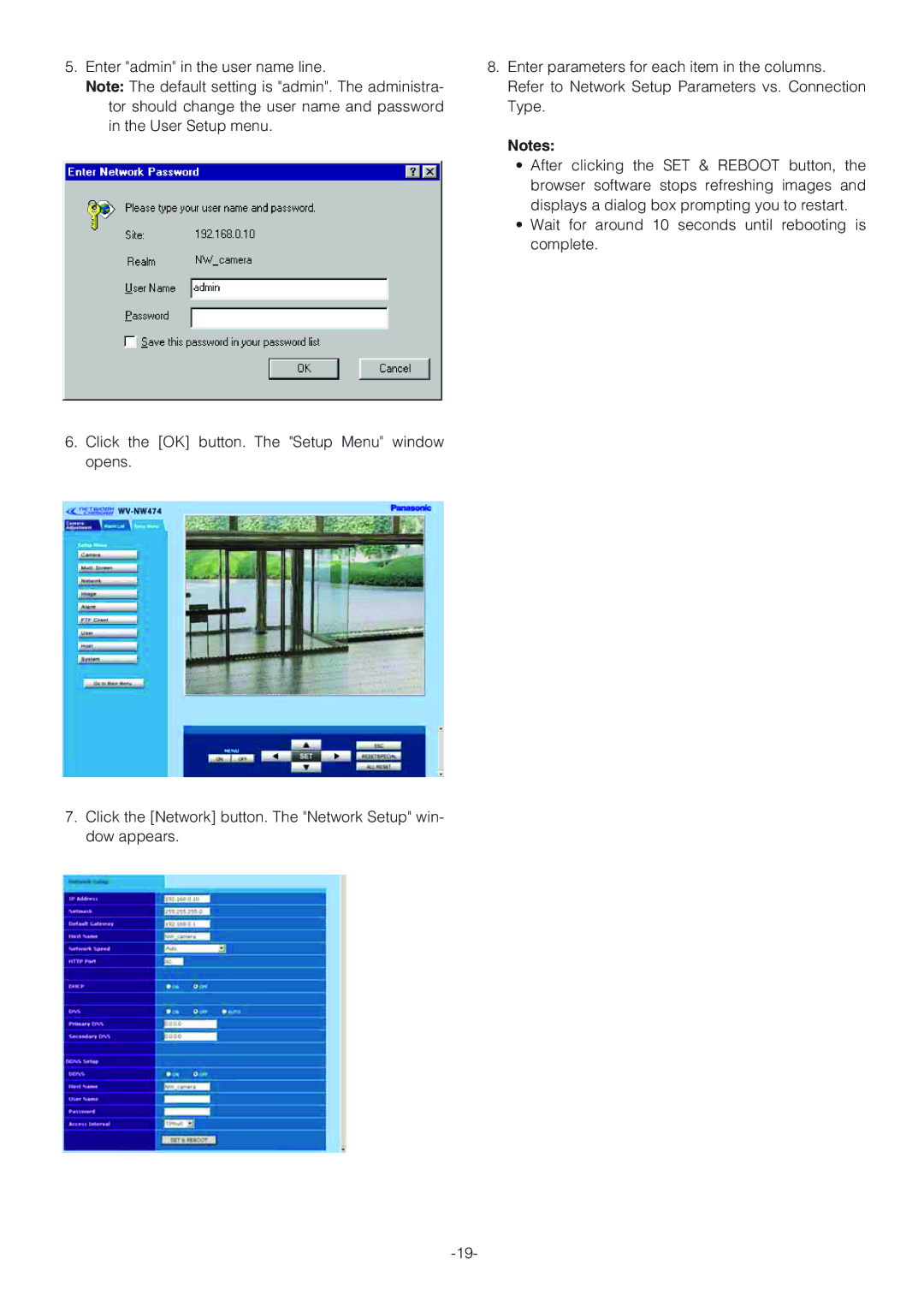 Panasonic WV-NW474S operating instructions 