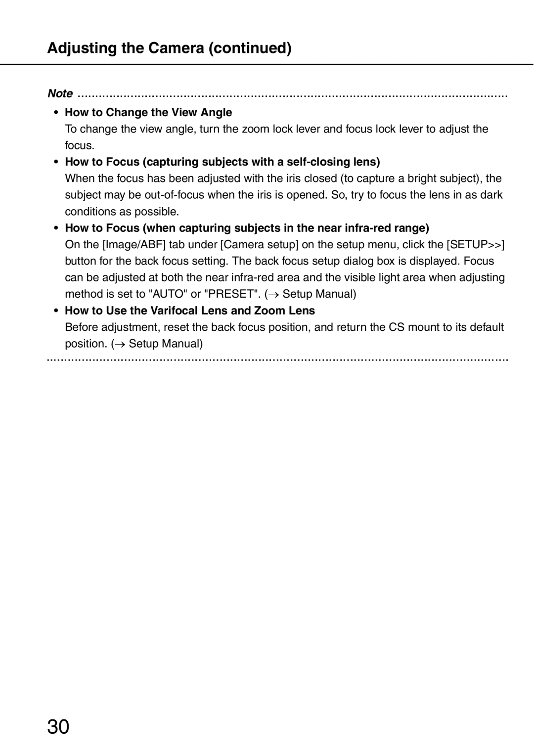 Panasonic WV-NW484S Adjusting the Camera, How to Change the View Angle, How to Use the Varifocal Lens and Zoom Lens 