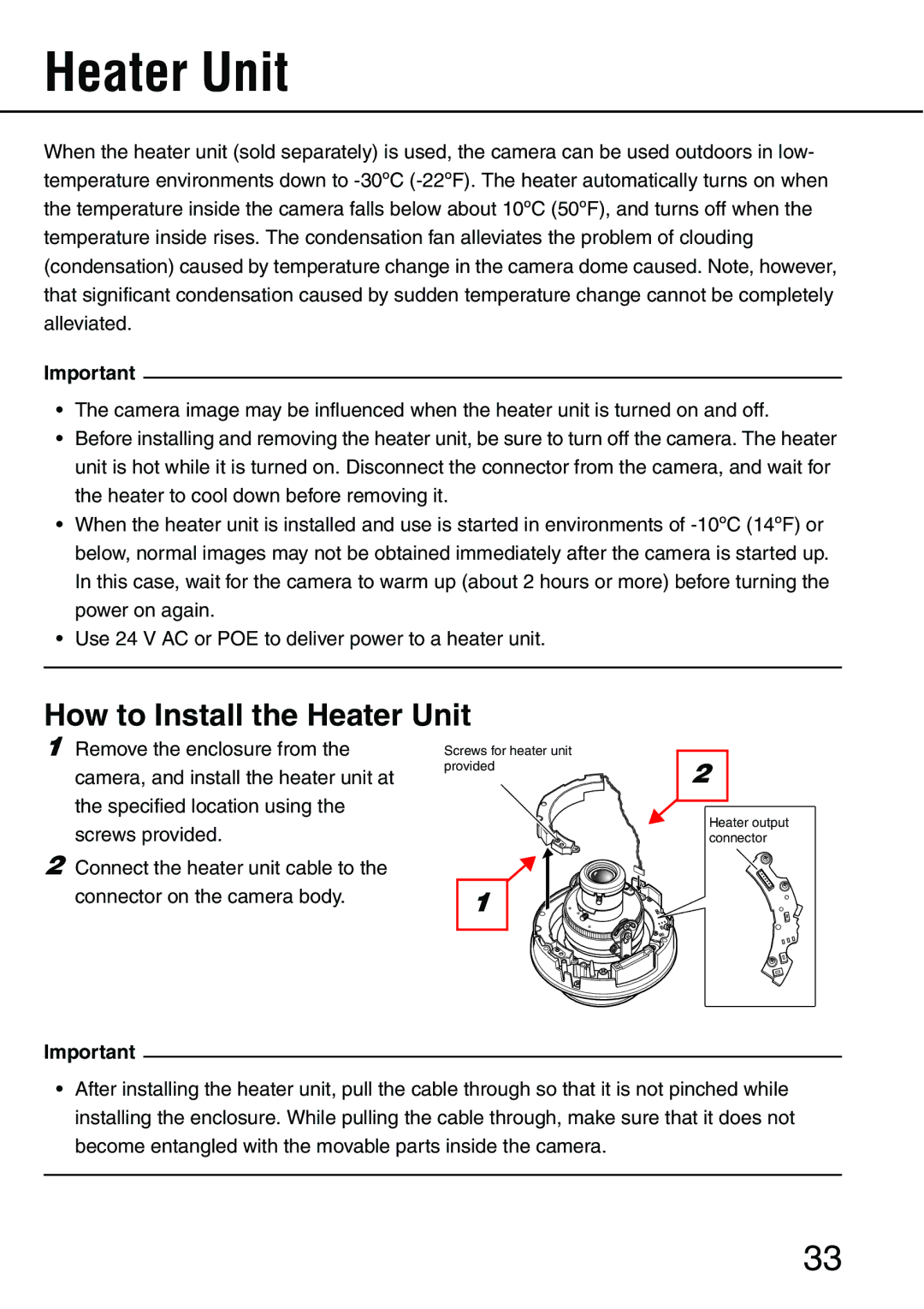 Panasonic WV-NW484S operating instructions How to Install the Heater Unit 