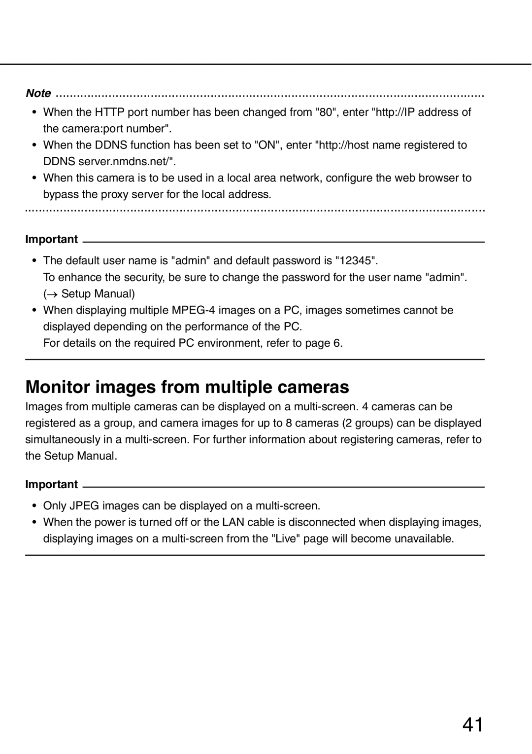 Panasonic WV-NW484S operating instructions Monitor images from multiple cameras 