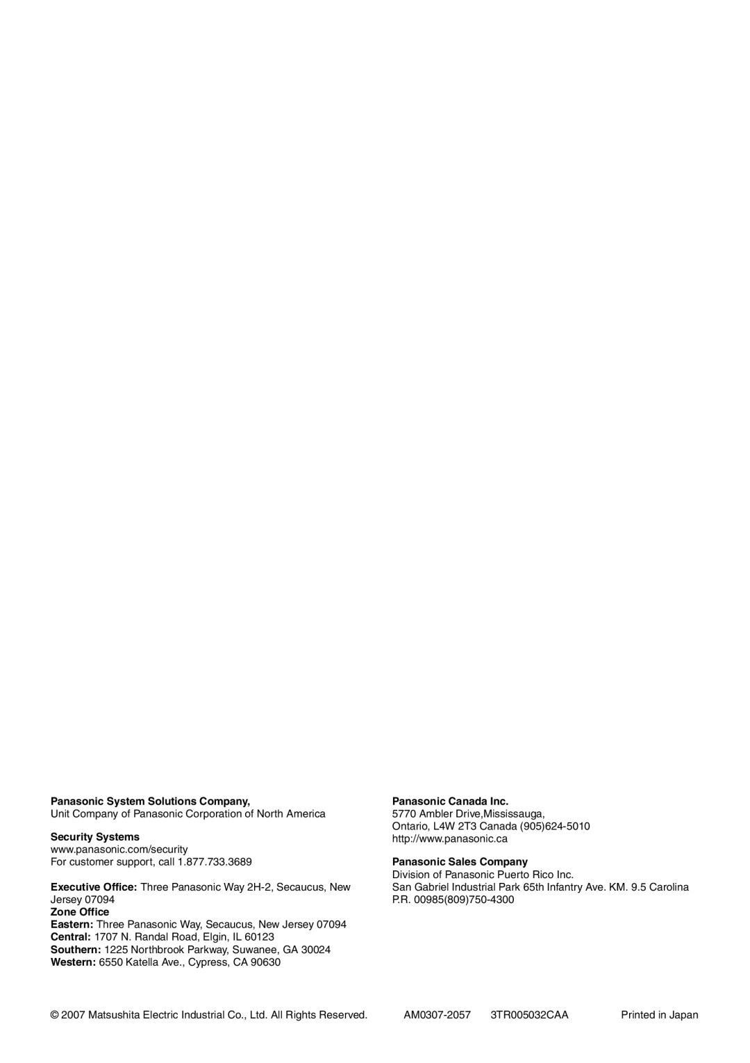 Panasonic WV-NW484S operating instructions Panasonic System Solutions Company Panasonic Canada Inc 