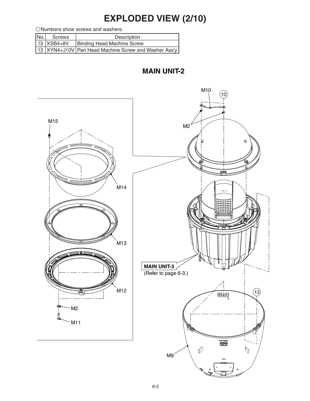 Panasonic WV-NW960 specifications Exploded View 2/10, Main UNIT-2 