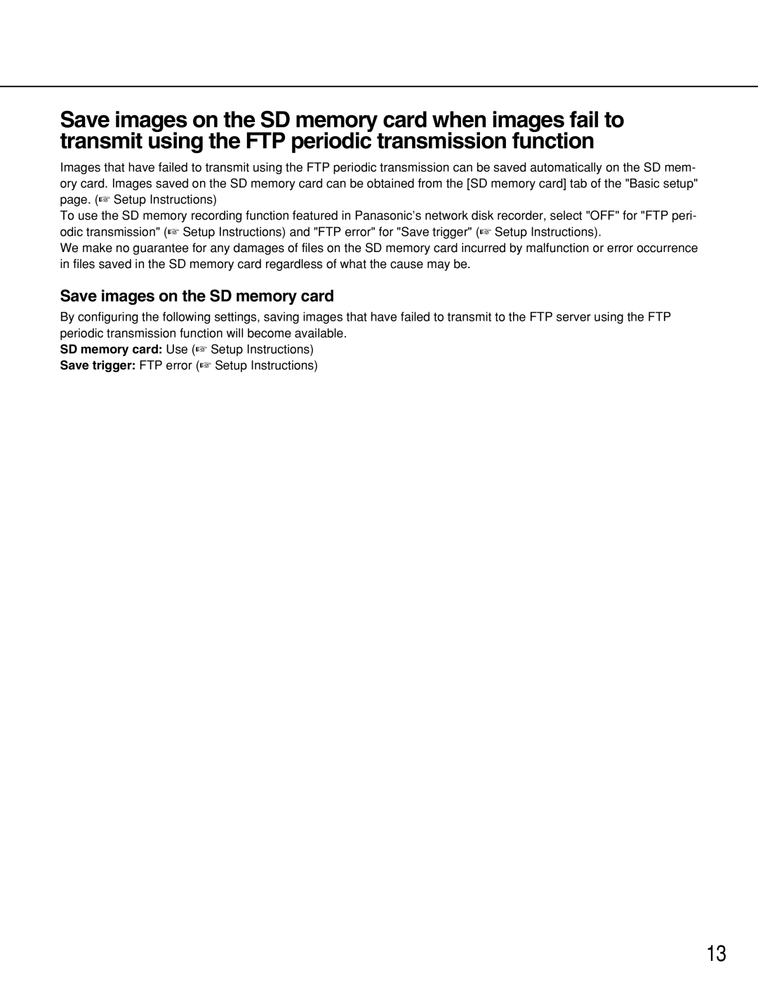 Panasonic WV-NS954, WV-NW964 operating instructions Save images on the SD memory card 