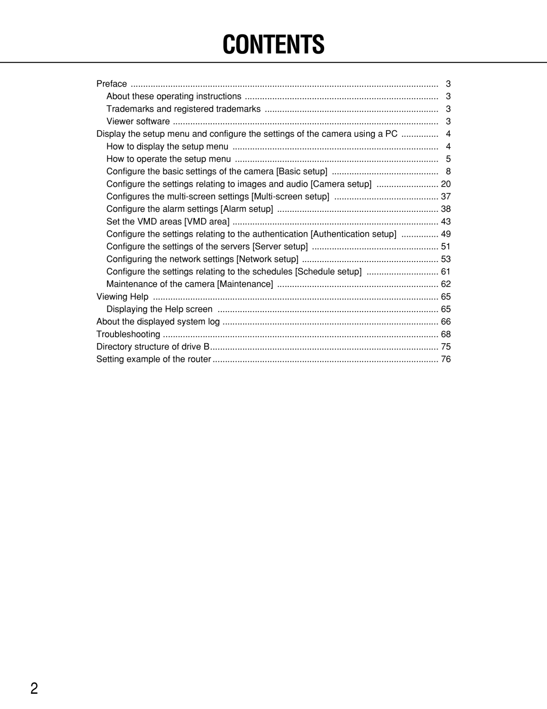 Panasonic WV-NW964, WV-NS954 manual Contents 