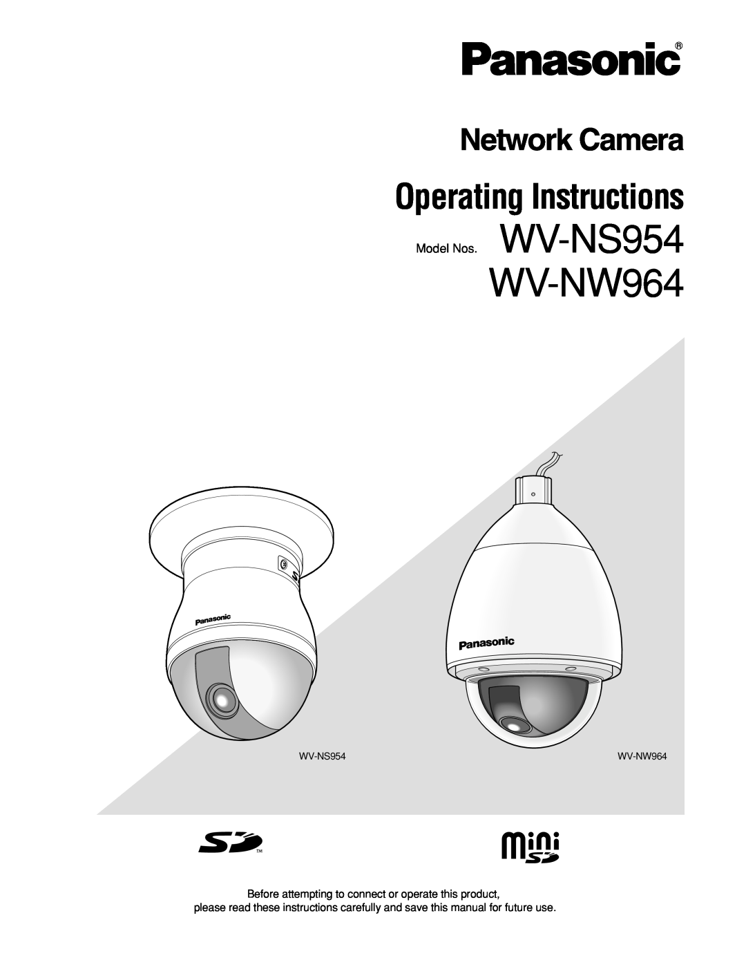 Panasonic WV-NS954 operating instructions WV-NW964, Operating Instructions, Network Camera 