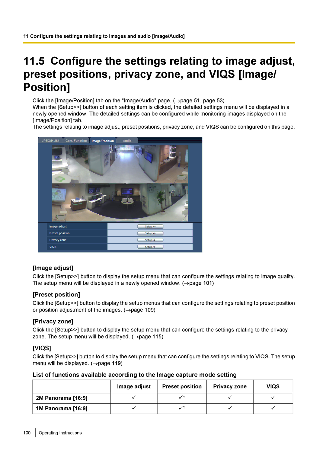 Panasonic WV-SF438E operating instructions Image adjust, Preset position, Privacy zone 