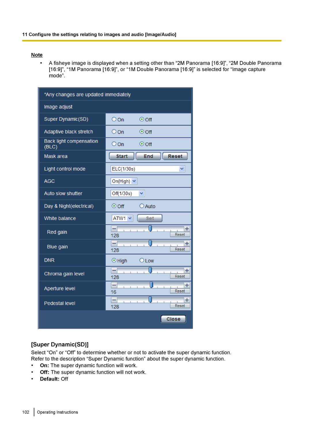 Panasonic WV-SF438E operating instructions Super DynamicSD, Default Off 