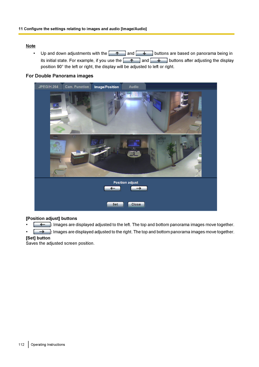 Panasonic WV-SF438E operating instructions For Double Panorama images 