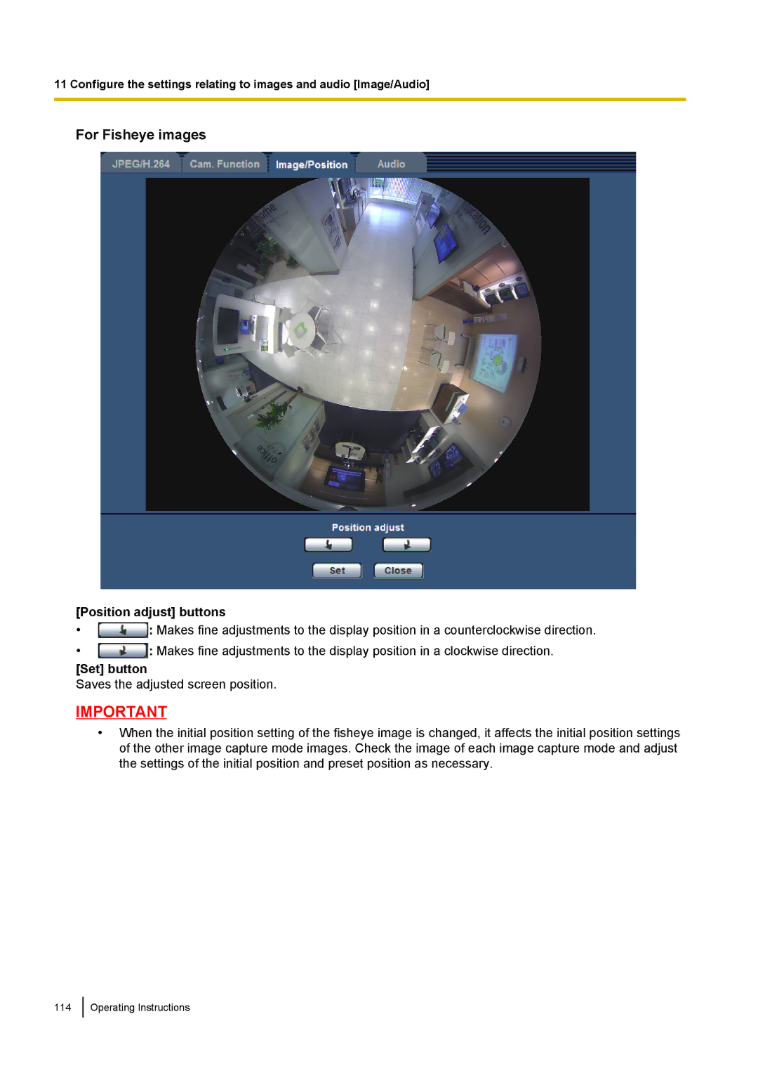 Panasonic WV-SF438E operating instructions For Fisheye images 