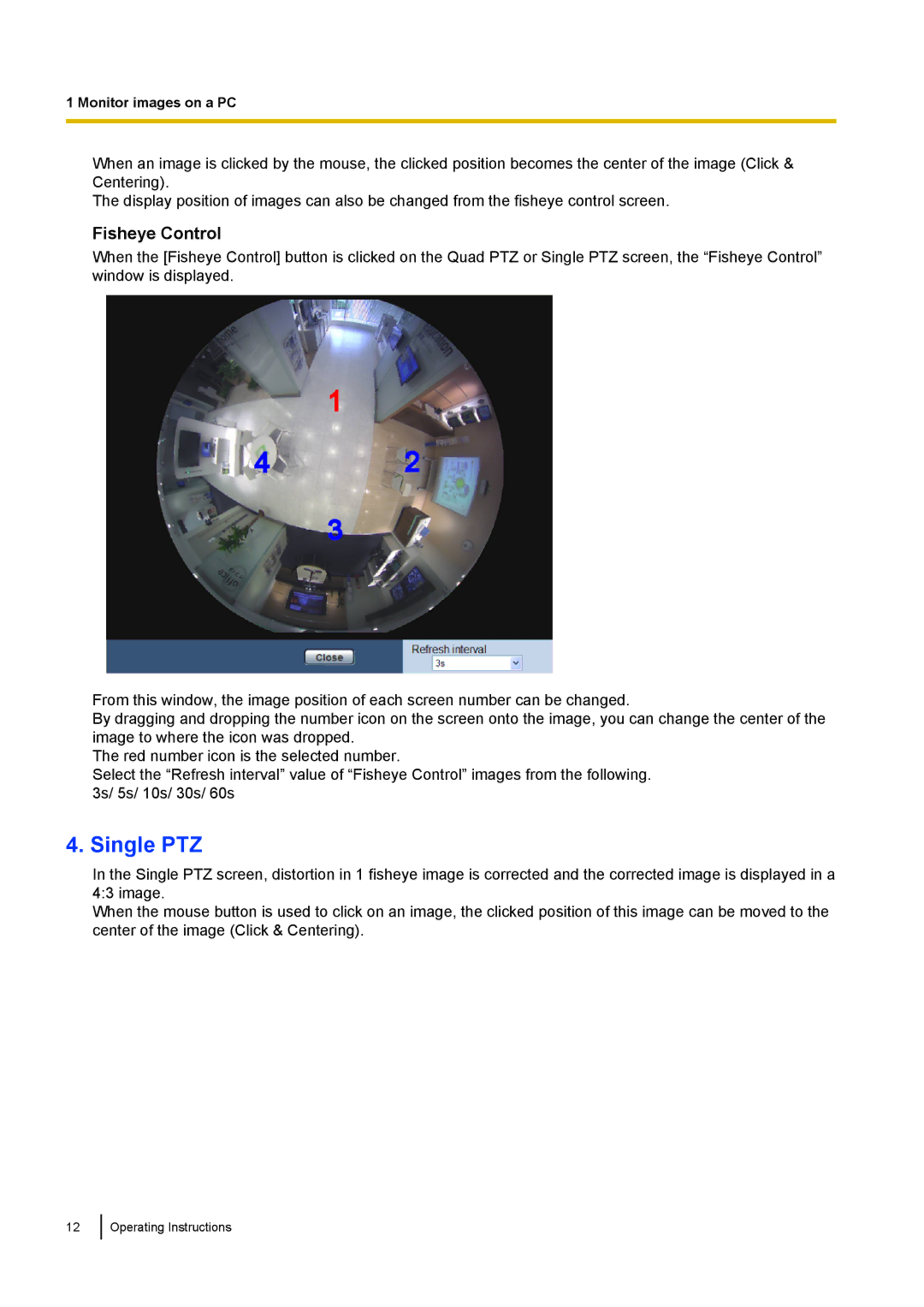 Panasonic WV-SF438E operating instructions Single PTZ, Fisheye Control 