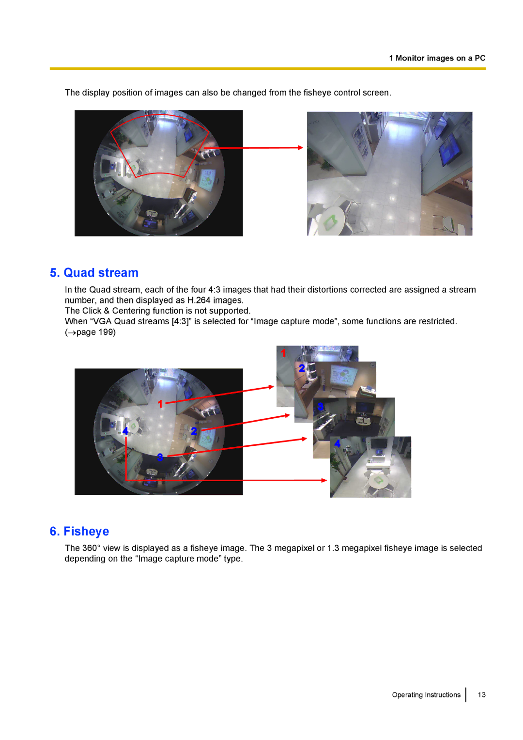 Panasonic WV-SF438E operating instructions Quad stream, Fisheye 