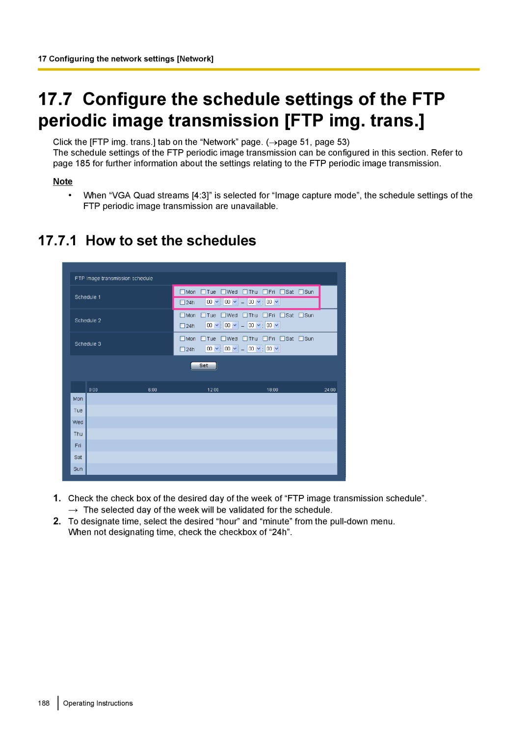 Panasonic WV-SF438E operating instructions How to set the schedules 