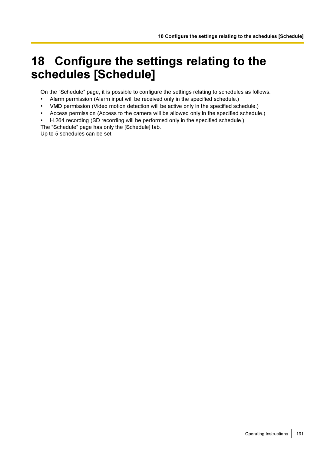 Panasonic WV-SF438E operating instructions Configure the settings relating to the schedules Schedule 