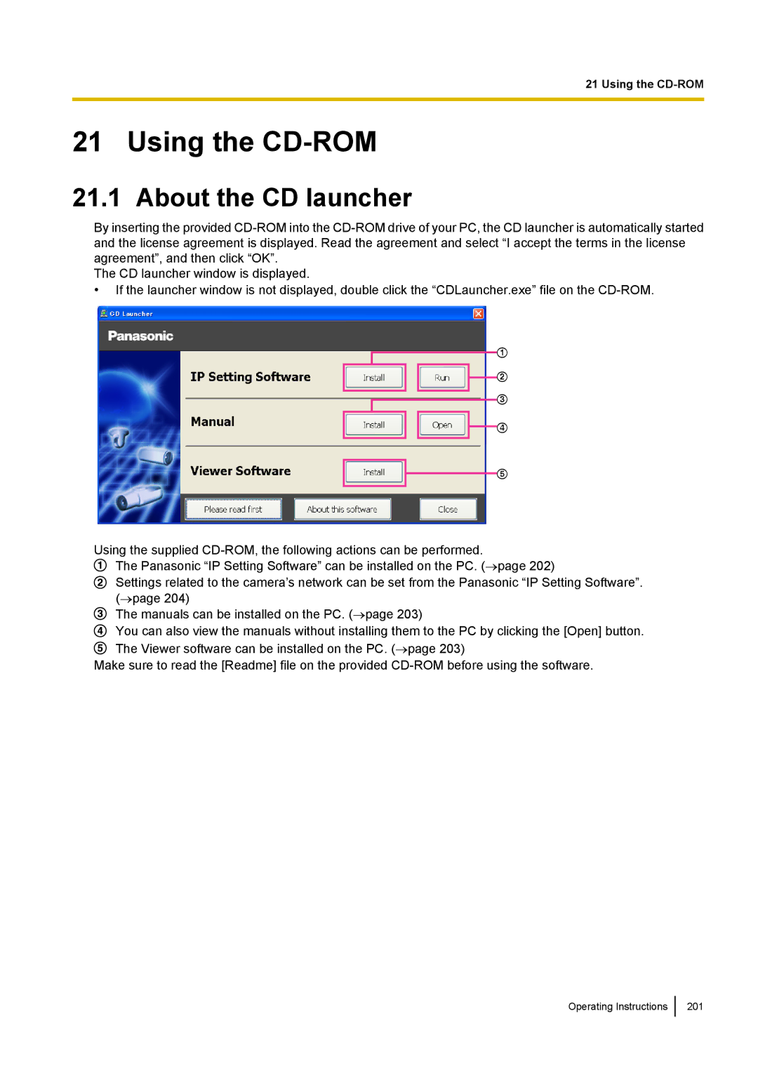 Panasonic WV-SF438E operating instructions Using the CD-ROM, About the CD launcher 