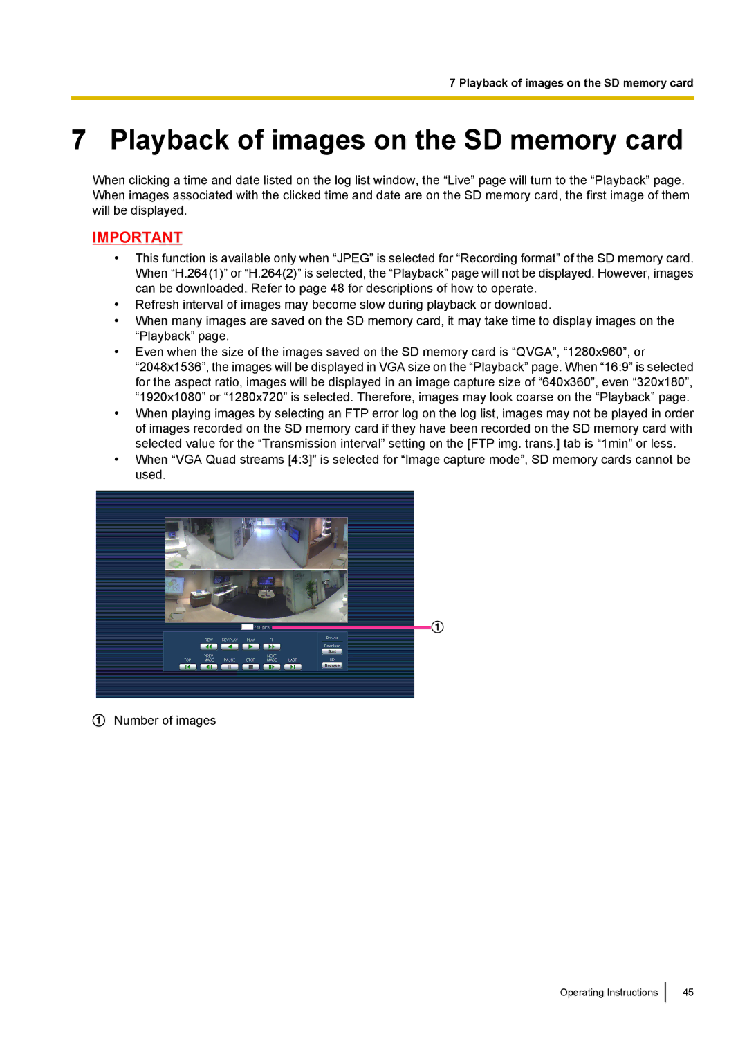 Panasonic WV-SF438E operating instructions Playback of images on the SD memory card 