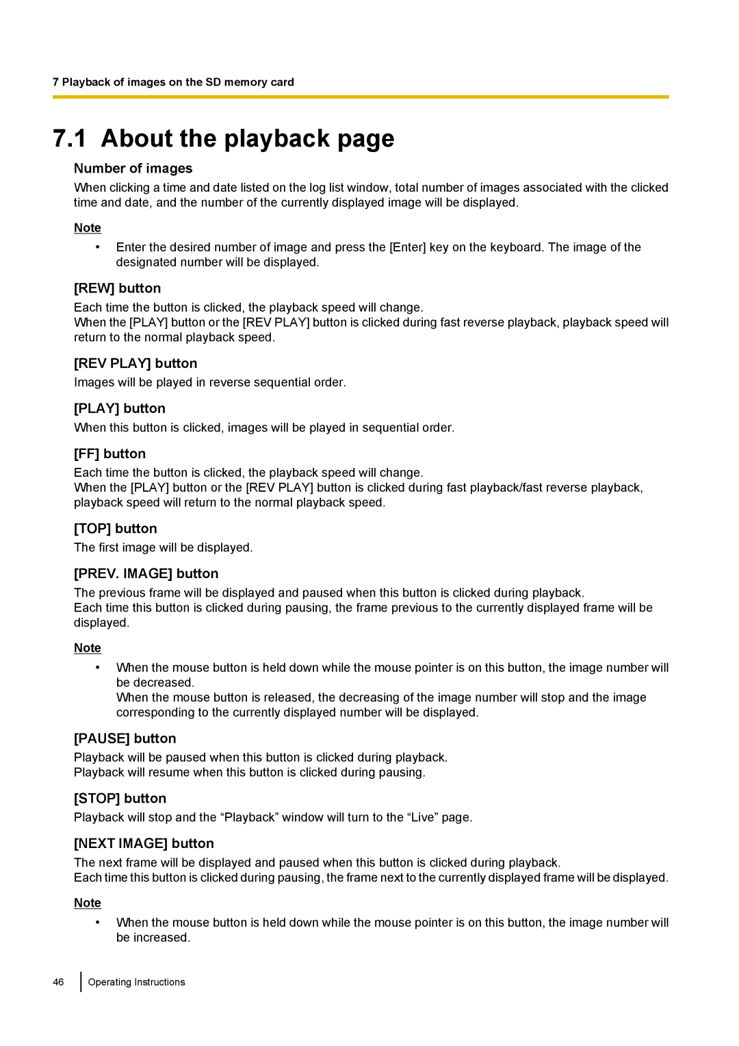 Panasonic WV-SF438E operating instructions About the playback 