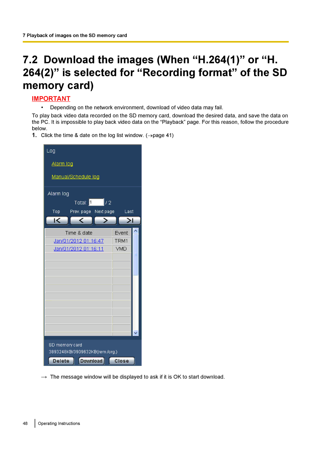 Panasonic WV-SF438E operating instructions Playback of images on the SD memory card 