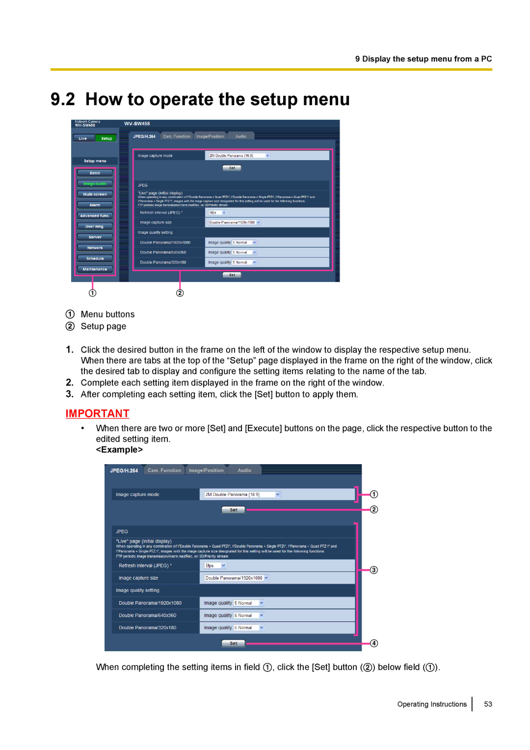 Panasonic WV-SF438E operating instructions How to operate the setup menu, Example 