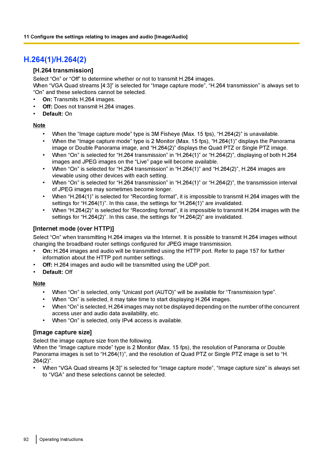 Panasonic WV-SF438E operating instructions 2641/H.2642, Internet mode over Http 