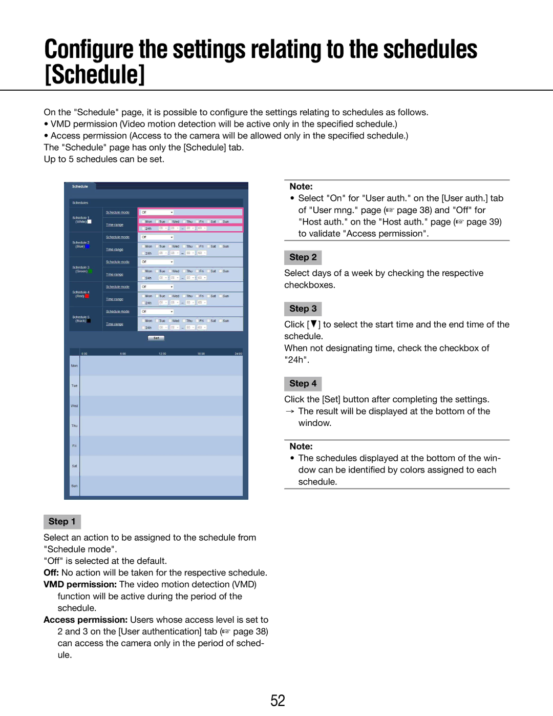 Panasonic WV-SP105E, WV-SP102E operating instructions Configure the settings relating to the schedules Schedule 