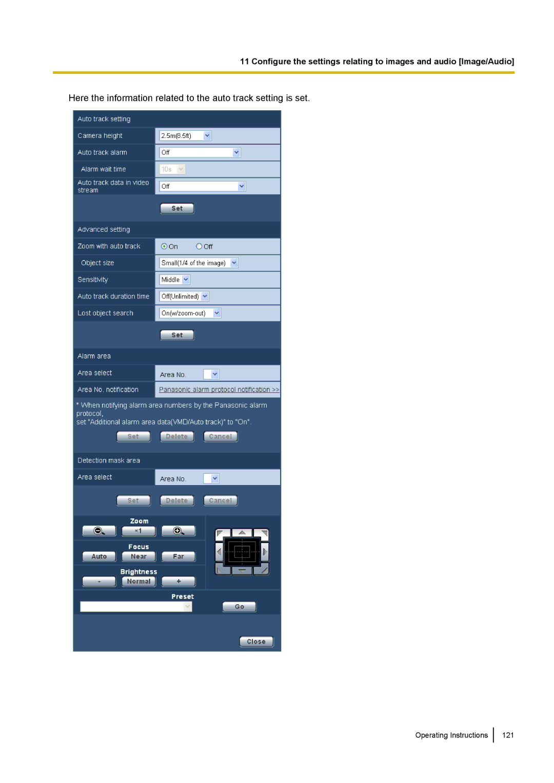 Panasonic WV-SW390, WV-SW170, WV-ST160, WV-SC380 operating instructions Operating Instructions 121 