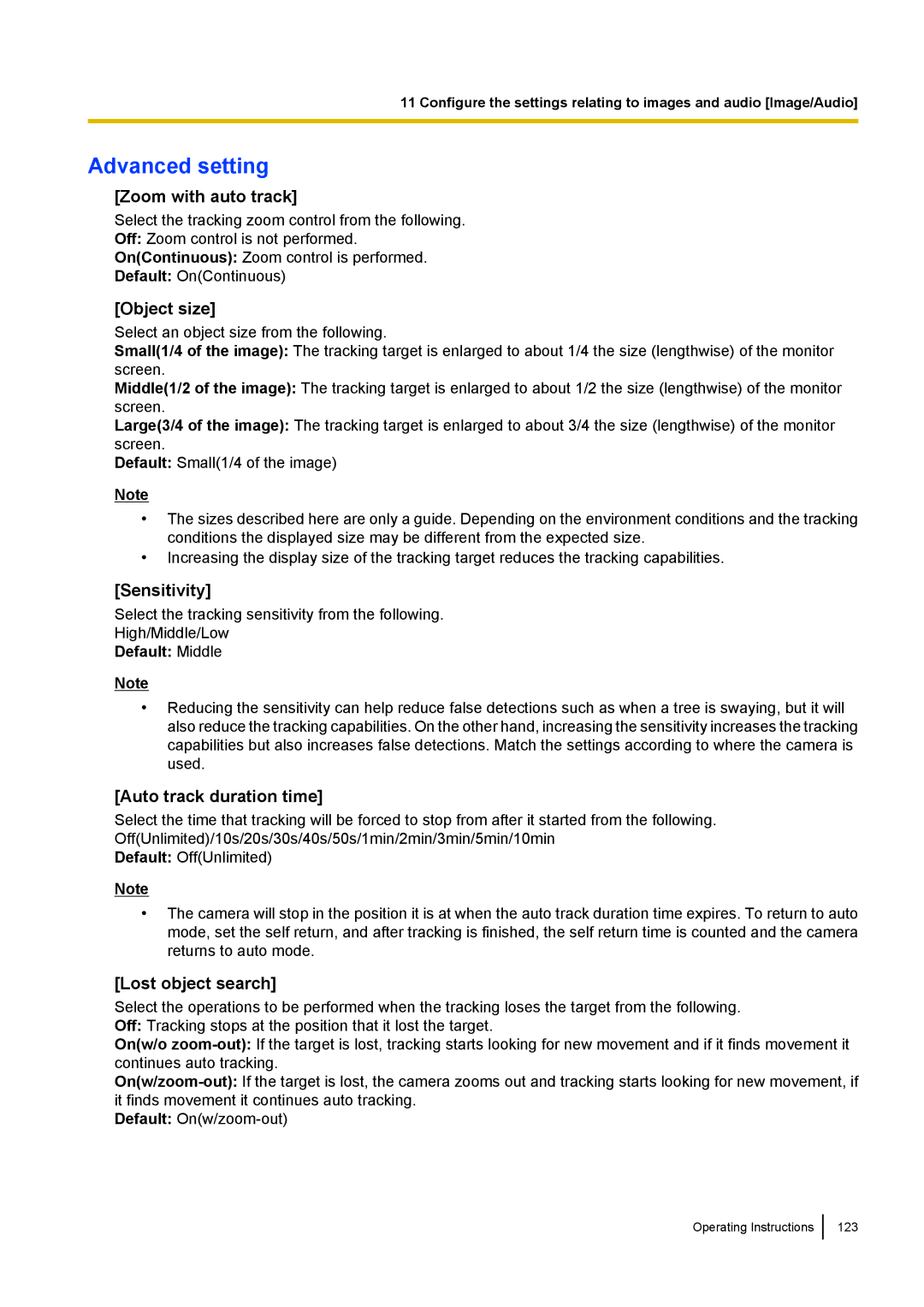 Panasonic WV-SC380, WV-SW170, WV-SW390, WV-ST160 operating instructions Advanced setting 