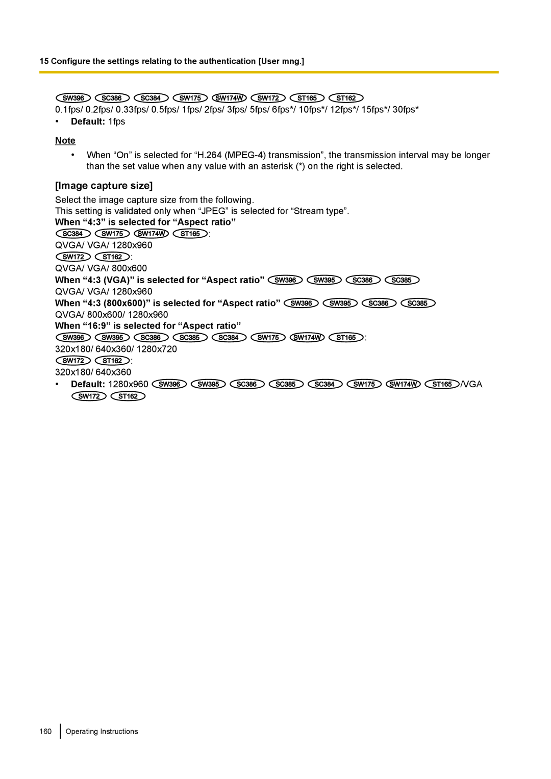 Panasonic WV-SW170, WV-SW390, WV-ST160, WV-SC380 operating instructions Operating Instructions 