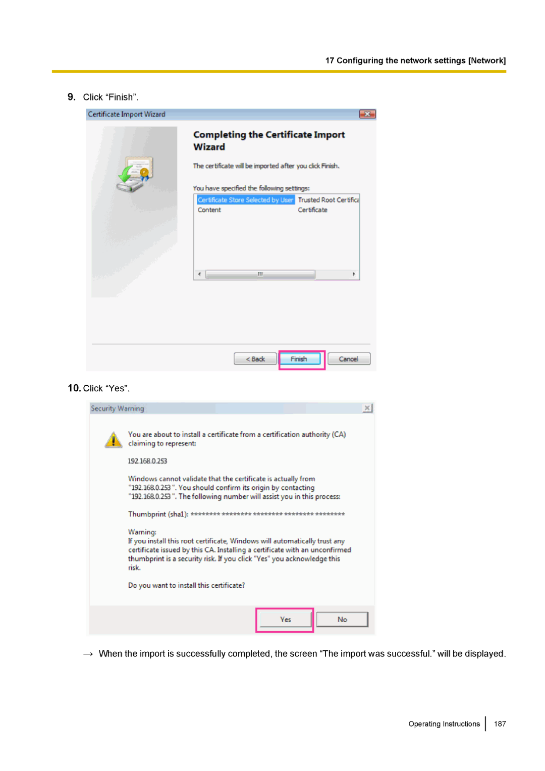 Panasonic WV-SC380, WV-SW170, WV-SW390, WV-ST160 operating instructions Operating Instructions 187 