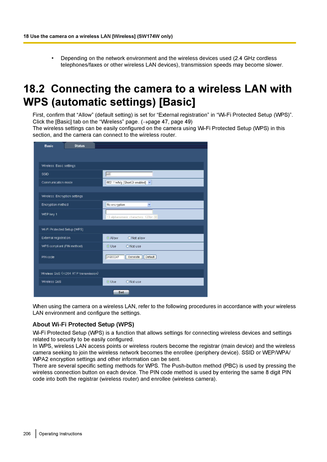 Panasonic WV-ST160, WV-SW170, WV-SW390, WV-SC380 operating instructions About Wi-Fi Protected Setup WPS 