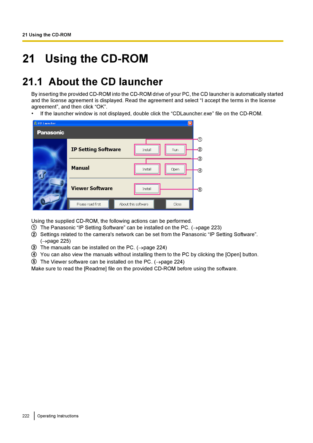 Panasonic WV-ST160, WV-SW170, WV-SW390, WV-SC380 operating instructions Using the CD-ROM, About the CD launcher 