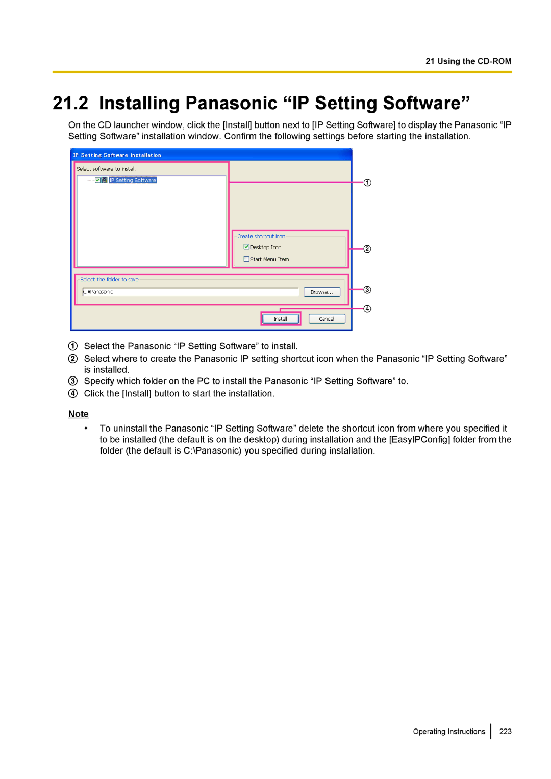 Panasonic WV-SC380, WV-SW170, WV-SW390, WV-ST160 operating instructions Installing Panasonic IP Setting Software 