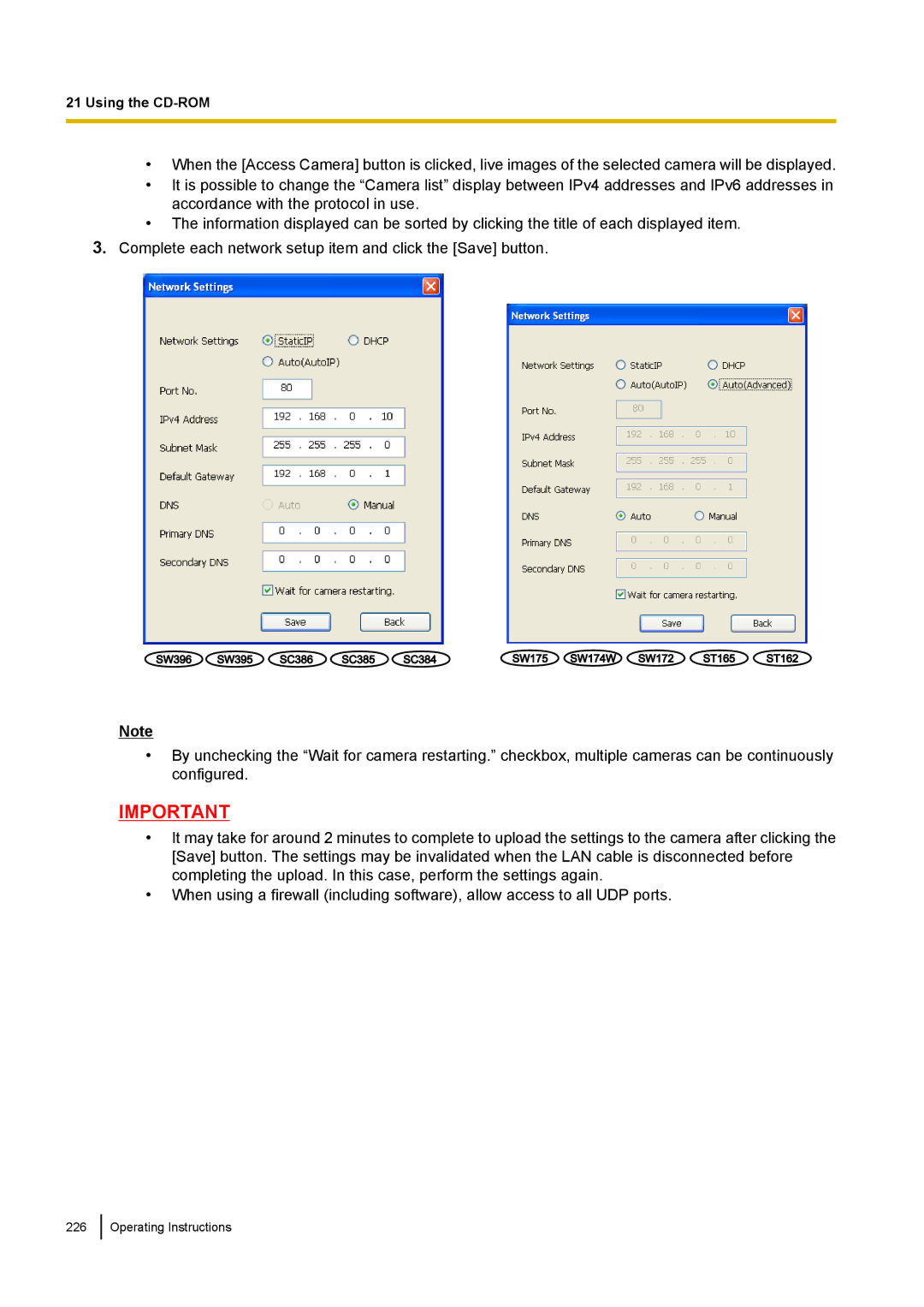 Panasonic WV-ST160, WV-SW170, WV-SW390, WV-SC380 operating instructions Operating Instructions 