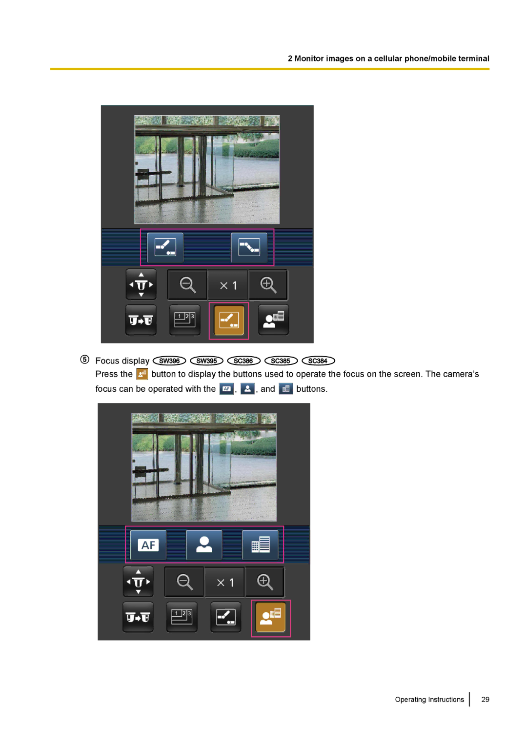 Panasonic WV-SW390, WV-SW170, WV-ST160, WV-SC380 operating instructions Focus display 