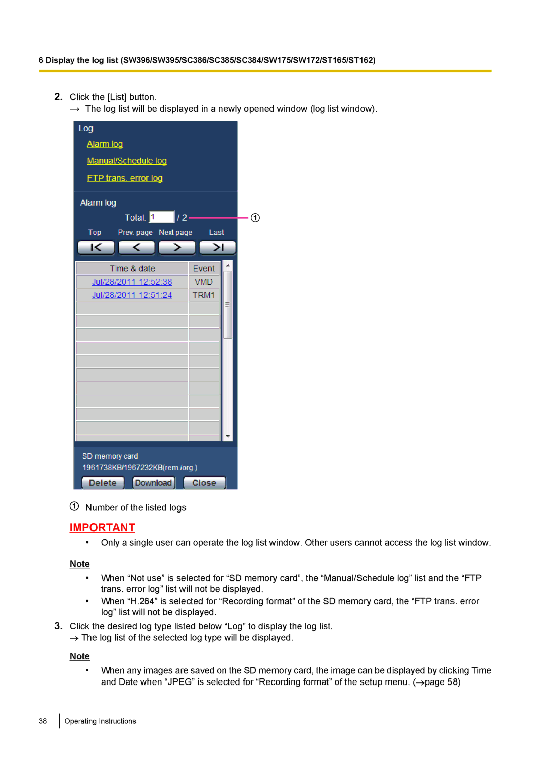 Panasonic WV-ST160, WV-SW170, WV-SW390, WV-SC380 operating instructions Operating Instructions 