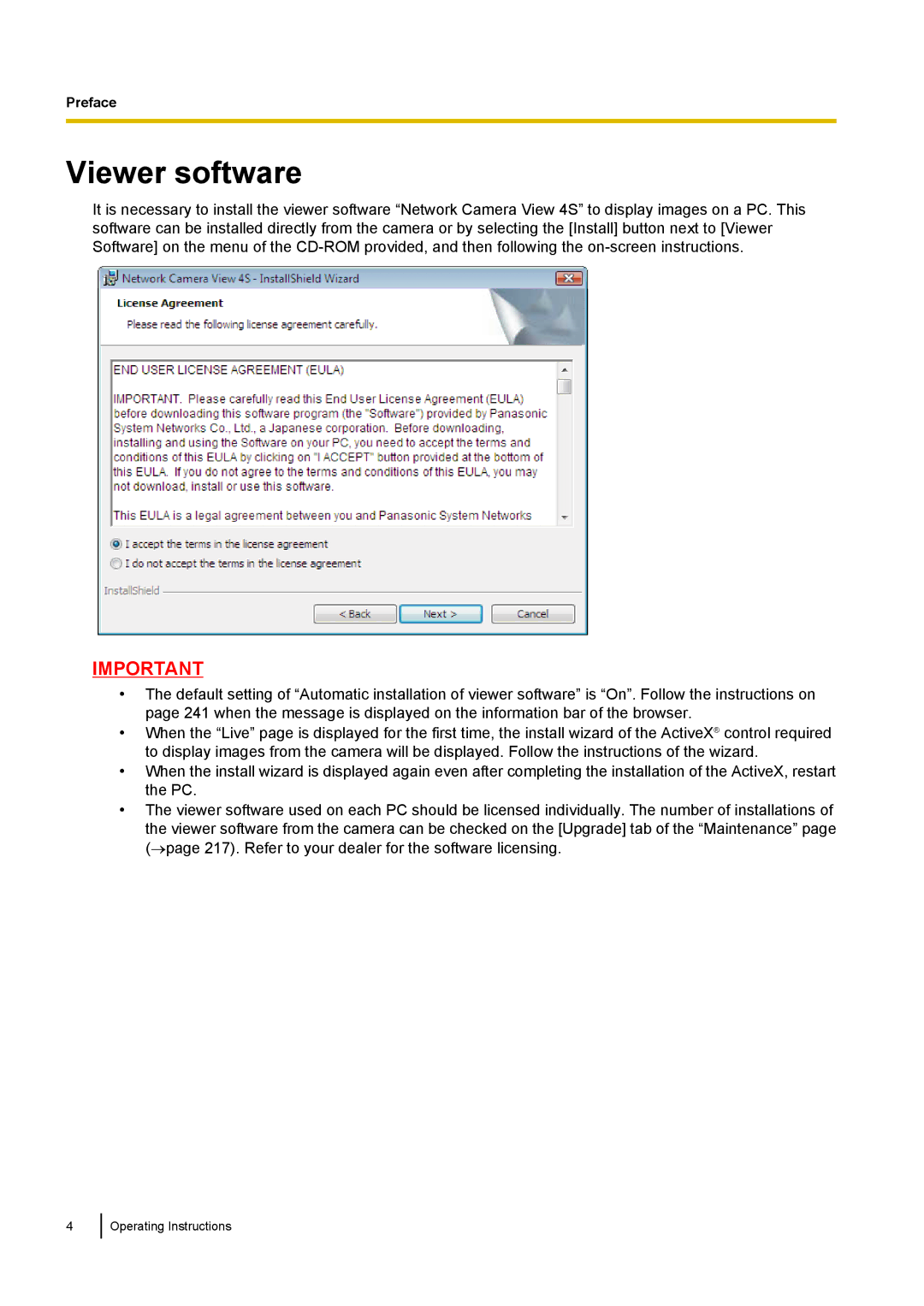 Panasonic WV-SW170, WV-SW390, WV-ST160, WV-SC380 operating instructions Viewer software 