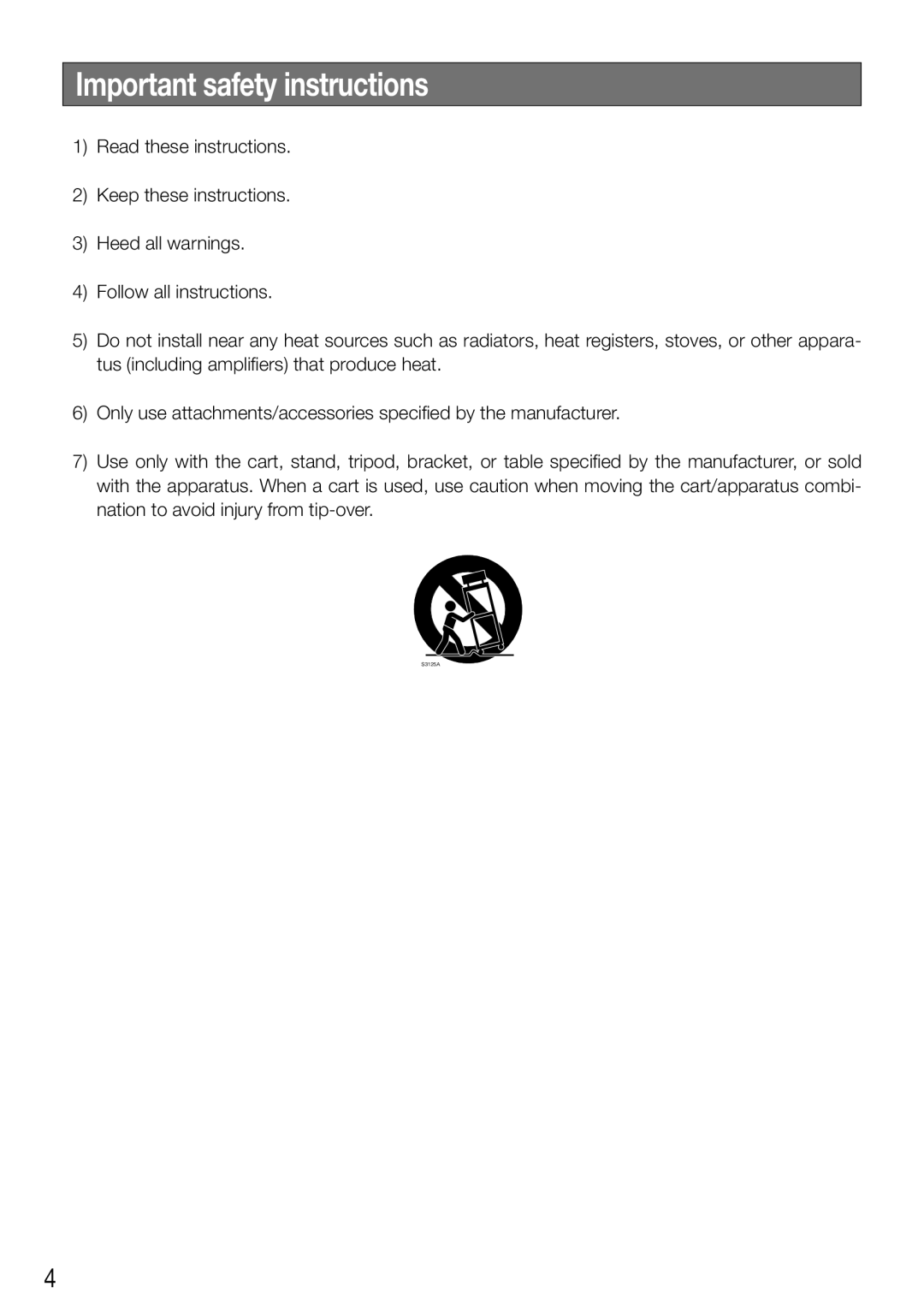 Panasonic WV-SW458E, WV-SW458ME installation instructions Important safety instructions 