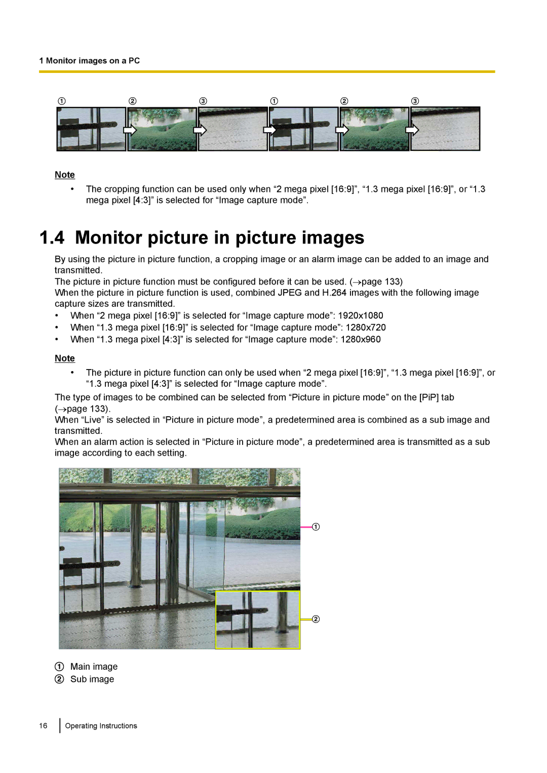 Panasonic WV-SF539, WV-SW558E, WV-SW559PJ, WV-SW559E, WV-SP509E, WV-SP508E, WV-SF549E Monitor picture in picture images 