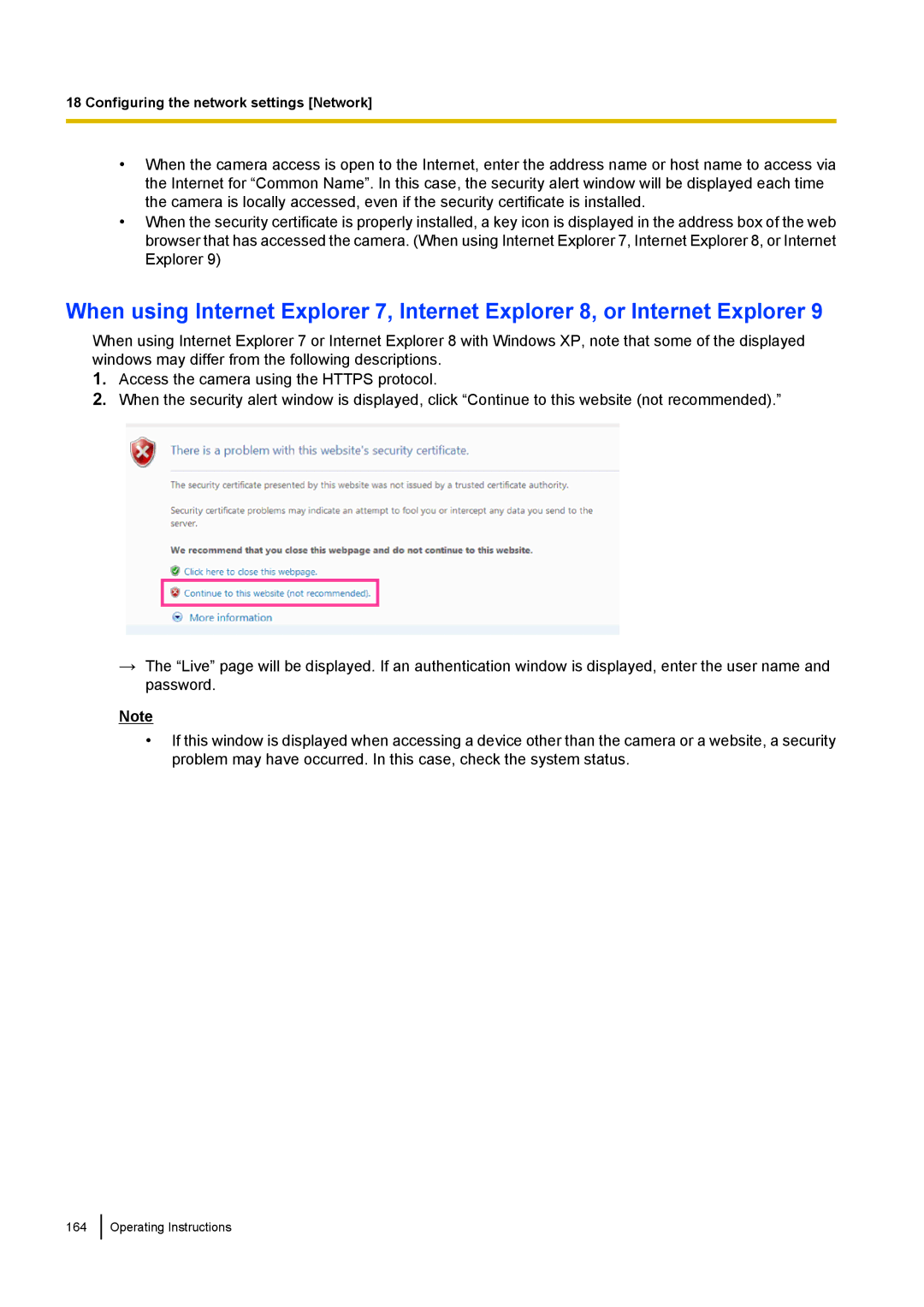 Panasonic WV-SF548E, WV-SW558E, WV-SW559PJ, WV-SW559E, WV-SP509E, WV-SP508E, WV-SF549E, WV-SF539E Operating Instructions 