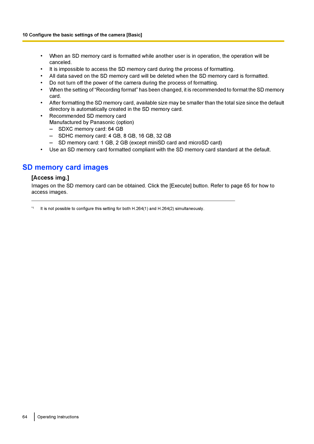 Panasonic WV-SF538, WV-SW558E, WV-SW559PJ, WV-SW559E, WV-SP509E, WV-SP508E, WV-SF549E SD memory card images, Access img 