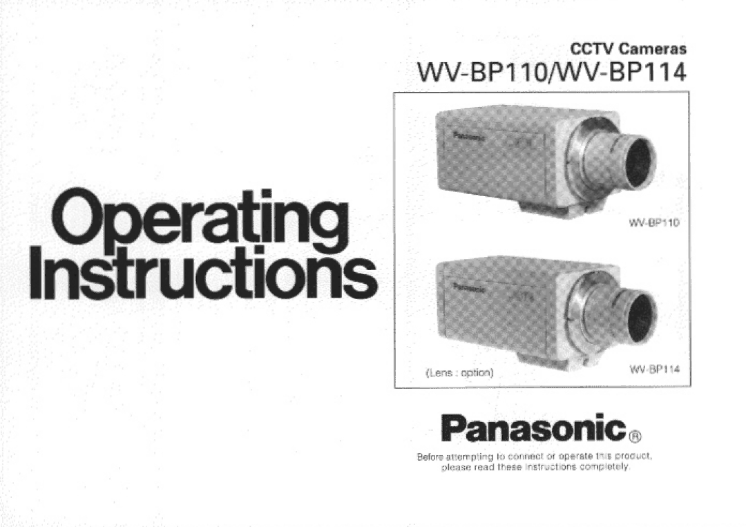 Panasonic WVBP114, WVBP110 manual 