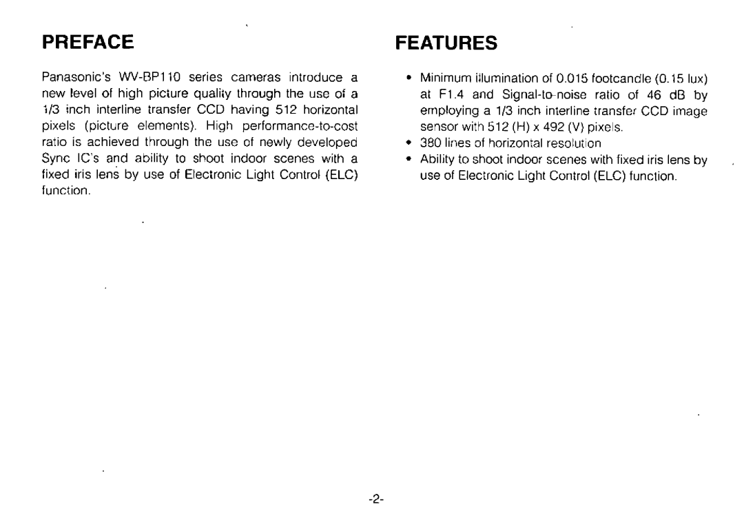 Panasonic WVBP110, WVBP114 manual 