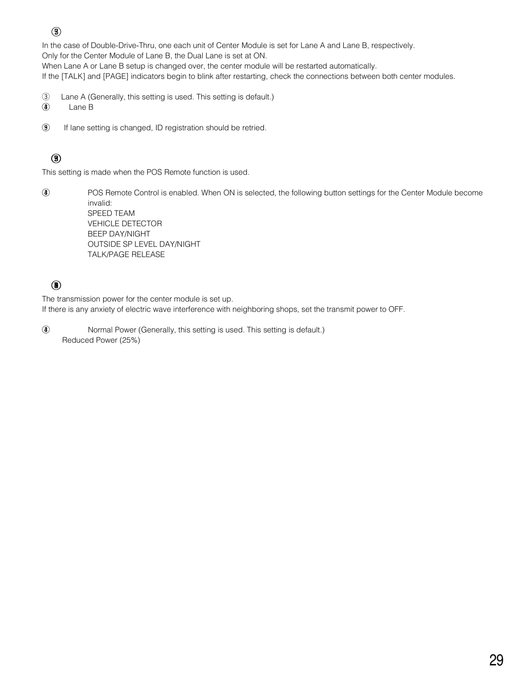 Panasonic WX-C3010 manual Lane setup, POS Remote setup, TX Power setup, Green Lane B 