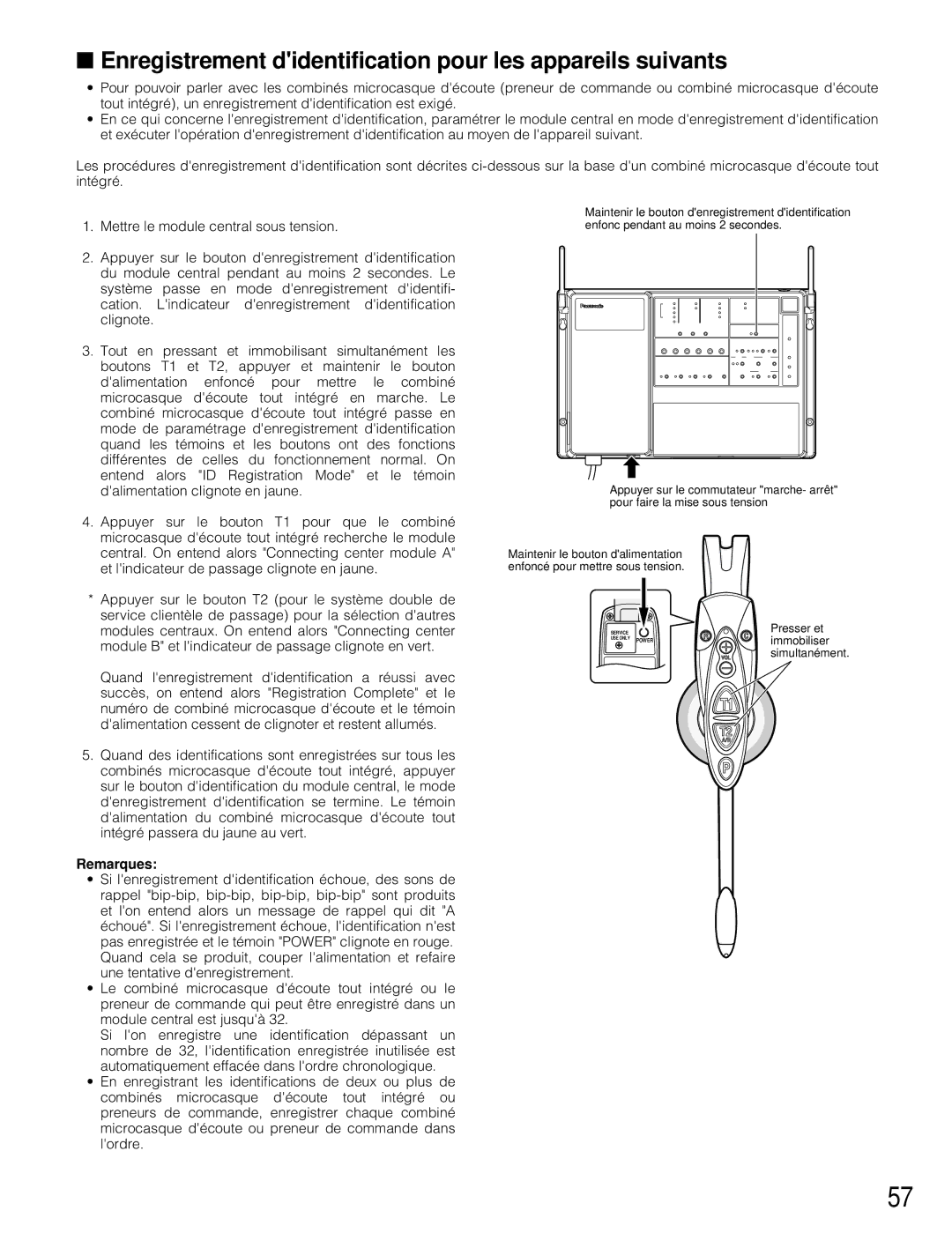 Panasonic WX-C3010 manual Enregistrement didentification pour les appareils suivants, Remarques 