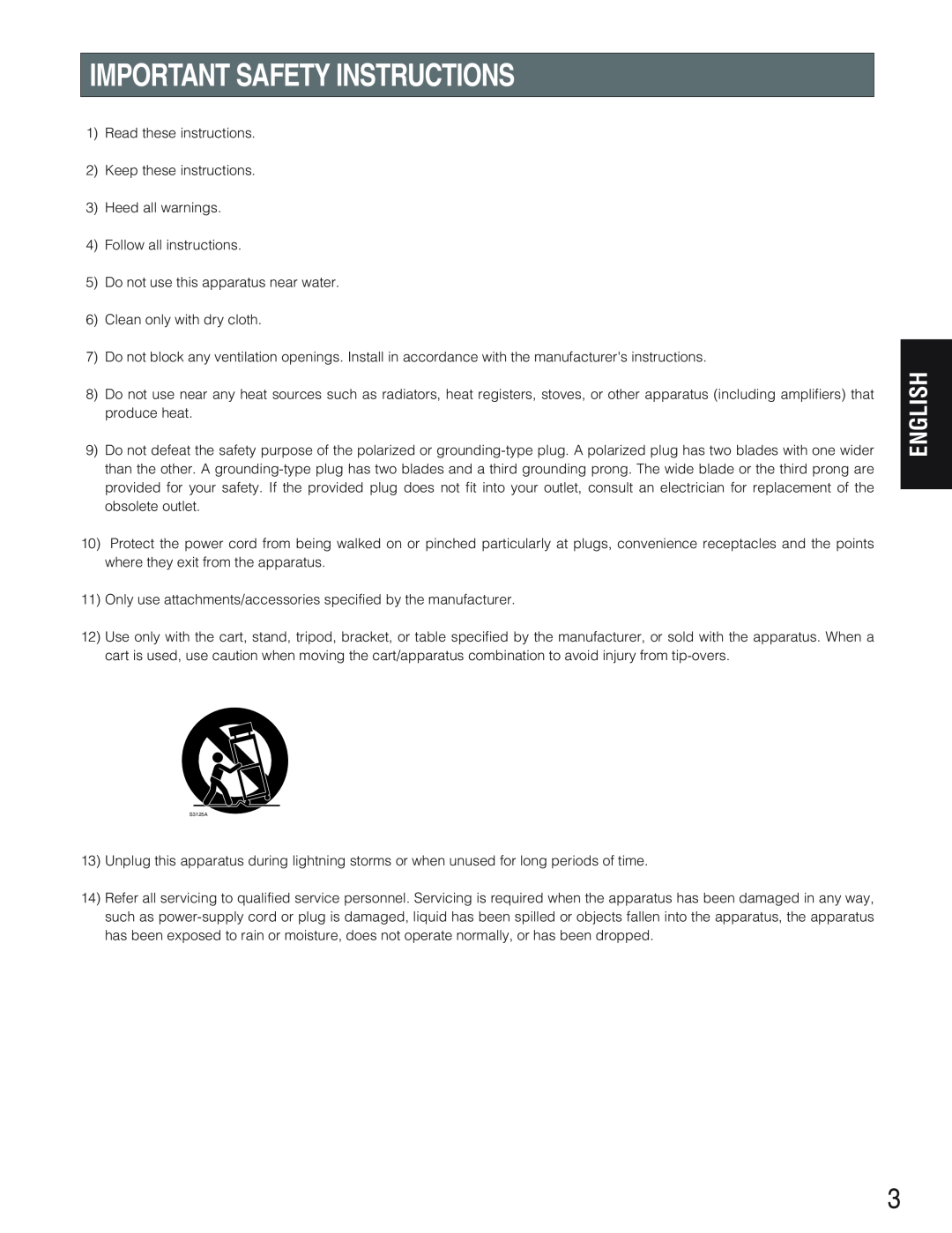 Panasonic WX-CC2010 operating instructions Important Safety Instructions, English 