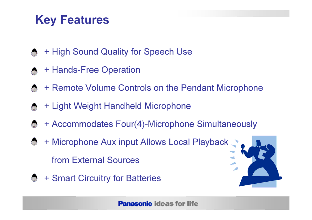 Panasonic WX-LR100E, WX-LZ110G, WX-LZ10E, WX-LS100E, WX-LR100A, WX-LR100B, WX-LC10E manual Key Features 