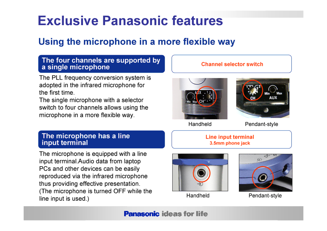 Panasonic WX-LC10E manual Using the microphone in a more flexible way, Four channels are supported by a single microphone 